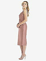 Side View Thumbnail - Neu Nude Sleeveless Bow-Waist Pleated Satin Pencil Dress with Pockets
