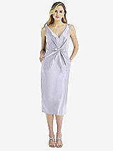 Front View Thumbnail - Silver Dove Sleeveless Bow-Waist Pleated Satin Pencil Dress with Pockets