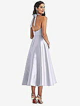 Rear View Thumbnail - Silver Dove Tie-Neck Halter Full Skirt Satin Midi Dress