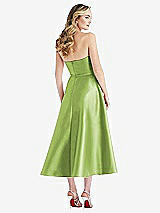 Rear View Thumbnail - Mojito Strapless Bow-Waist Full Skirt Satin Midi Dress
