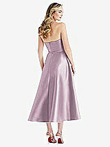 Rear View Thumbnail - Suede Rose Strapless Bow-Waist Full Skirt Satin Midi Dress