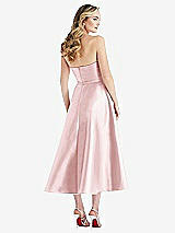 Rear View Thumbnail - Ballet Pink Strapless Bow-Waist Full Skirt Satin Midi Dress