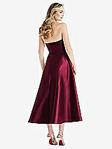 Rear View Thumbnail - Cabernet Strapless Bow-Waist Full Skirt Satin Midi Dress