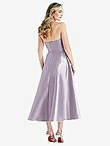 Rear View Thumbnail - Lilac Haze Strapless Bow-Waist Full Skirt Satin Midi Dress