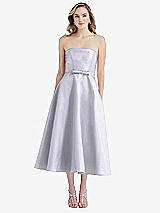Front View Thumbnail - Silver Dove Strapless Bow-Waist Full Skirt Satin Midi Dress