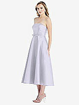 Side View Thumbnail - Silver Dove Strapless Bow-Waist Full Skirt Satin Midi Dress
