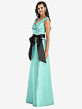 Side View Thumbnail - Coastal & Black Off-the-Shoulder Bow-Waist Maxi Dress with Pockets