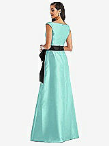 Rear View Thumbnail - Coastal & Black Off-the-Shoulder Bow-Waist Maxi Dress with Pockets