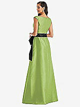 Rear View Thumbnail - Mojito & Black Off-the-Shoulder Bow-Waist Maxi Dress with Pockets