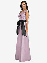 Side View Thumbnail - Suede Rose & Black Off-the-Shoulder Bow-Waist Maxi Dress with Pockets