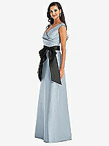 Side View Thumbnail - Mist & Black Off-the-Shoulder Bow-Waist Maxi Dress with Pockets