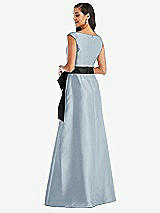 Rear View Thumbnail - Mist & Black Off-the-Shoulder Bow-Waist Maxi Dress with Pockets