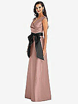 Side View Thumbnail - Neu Nude & Black Off-the-Shoulder Bow-Waist Maxi Dress with Pockets
