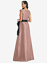 Rear View Thumbnail - Neu Nude & Black Off-the-Shoulder Bow-Waist Maxi Dress with Pockets