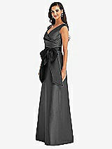 Side View Thumbnail - Pewter & Black Off-the-Shoulder Bow-Waist Maxi Dress with Pockets