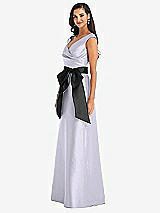 Side View Thumbnail - Silver Dove & Black Off-the-Shoulder Bow-Waist Maxi Dress with Pockets