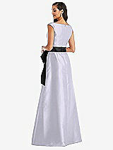 Rear View Thumbnail - Silver Dove & Black Off-the-Shoulder Bow-Waist Maxi Dress with Pockets