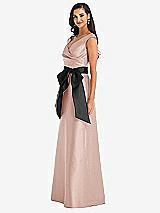 Side View Thumbnail - Toasted Sugar & Black Off-the-Shoulder Bow-Waist Maxi Dress with Pockets