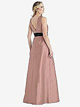 Rear View Thumbnail - Neu Nude & Black High-Neck Bow-Waist Maxi Dress with Pockets