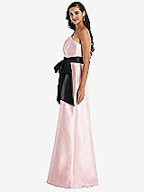 Side View Thumbnail - Ballet Pink & Black One-Shoulder Bow-Waist Maxi Dress with Pockets