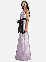 Side View Thumbnail - Lilac Haze & Black One-Shoulder Bow-Waist Maxi Dress with Pockets