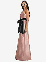 Side View Thumbnail - Neu Nude & Black One-Shoulder Bow-Waist Maxi Dress with Pockets
