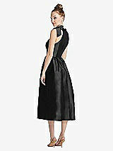 Rear View Thumbnail - Black Bowed High-Neck Full Skirt Midi Dress with Pockets