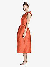 Side View Thumbnail - Fiesta Bowed High-Neck Full Skirt Midi Dress with Pockets