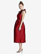 Side View Thumbnail - Garnet Bowed High-Neck Full Skirt Midi Dress with Pockets