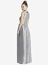 Rear View Thumbnail - French Gray Bowed High-Neck Full Skirt Maxi Dress with Pockets