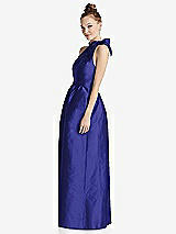 Side View Thumbnail - Electric Blue Bowed High-Neck Full Skirt Maxi Dress with Pockets