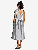 Rear View Thumbnail - French Gray Bowed-Shoulder Full Skirt Midi Dress with Pockets