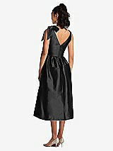 Rear View Thumbnail - Black Bowed-Shoulder Full Skirt Midi Dress with Pockets
