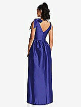 Rear View Thumbnail - Electric Blue Bowed-Shoulder Full Skirt Maxi Dress with Pockets