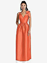 Side View Thumbnail - Fiesta Bowed-Shoulder Full Skirt Maxi Dress with Pockets