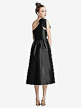 Rear View Thumbnail - Black Bowed One-Shoulder Full Skirt Midi Dress with Pockets