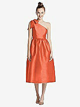 Side View Thumbnail - Fiesta Bowed One-Shoulder Full Skirt Midi Dress with Pockets