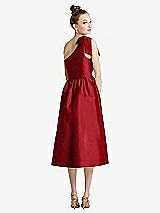 Rear View Thumbnail - Garnet Bowed One-Shoulder Full Skirt Midi Dress with Pockets