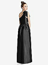 Rear View Thumbnail - Black Bowed One-Shoulder Full Skirt Maxi Dress with Pockets