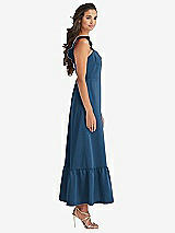 Side View Thumbnail - Dusk Blue Ruffled Convertible Sleeve Midi Dress