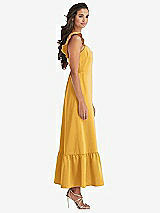 Side View Thumbnail - NYC Yellow Ruffled Convertible Sleeve Midi Dress