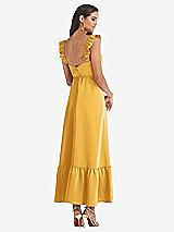 Rear View Thumbnail - NYC Yellow Ruffled Convertible Sleeve Midi Dress