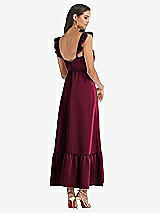 Rear View Thumbnail - Cabernet Ruffled Convertible Sleeve Midi Dress