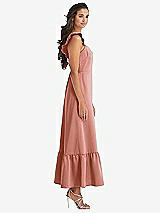 Side View Thumbnail - Desert Rose Ruffled Convertible Sleeve Midi Dress
