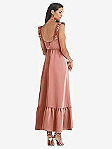 Rear View Thumbnail - Desert Rose Ruffled Convertible Sleeve Midi Dress