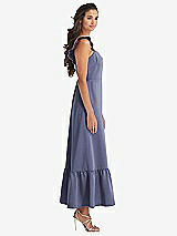 Side View Thumbnail - French Blue Ruffled Convertible Sleeve Midi Dress