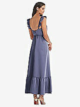 Rear View Thumbnail - French Blue Ruffled Convertible Sleeve Midi Dress