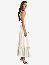 Side View Thumbnail - Ivory Ruffled Convertible Sleeve Midi Dress