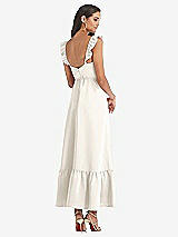 Rear View Thumbnail - Ivory Ruffled Convertible Sleeve Midi Dress