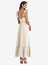 Rear View Thumbnail - Oat Ruffled Convertible Sleeve Midi Dress